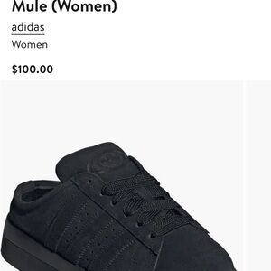 adidas campus 00, mules, black 6.5